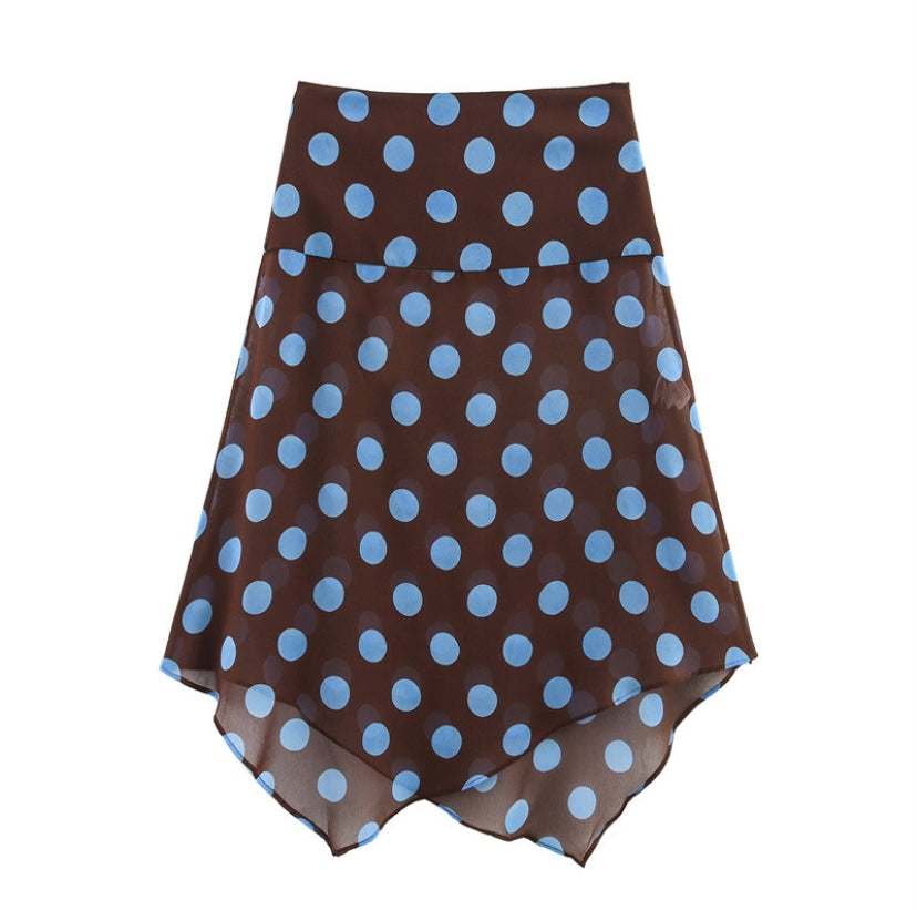 Brown Polka Dot Halter Two-Piece Set